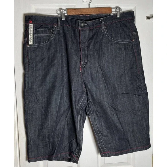 Parish Nation E 506 Baggy Jean Denim Shorts Men's 44 Red Button Fly Relaxed Fit - Picture 6 of 13